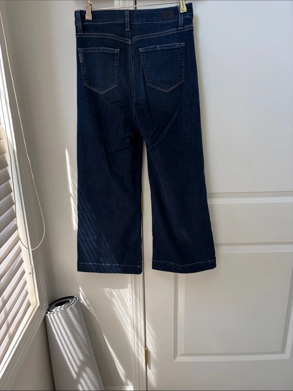 PAIGE Dark Blue Wide-Leg High-Rise Jeans - Picture 6 of 9